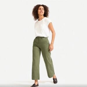 Everlane Surplus Green Cropped Straight Short Jeans 0